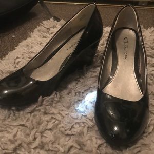 Black Patent Leather Wedges